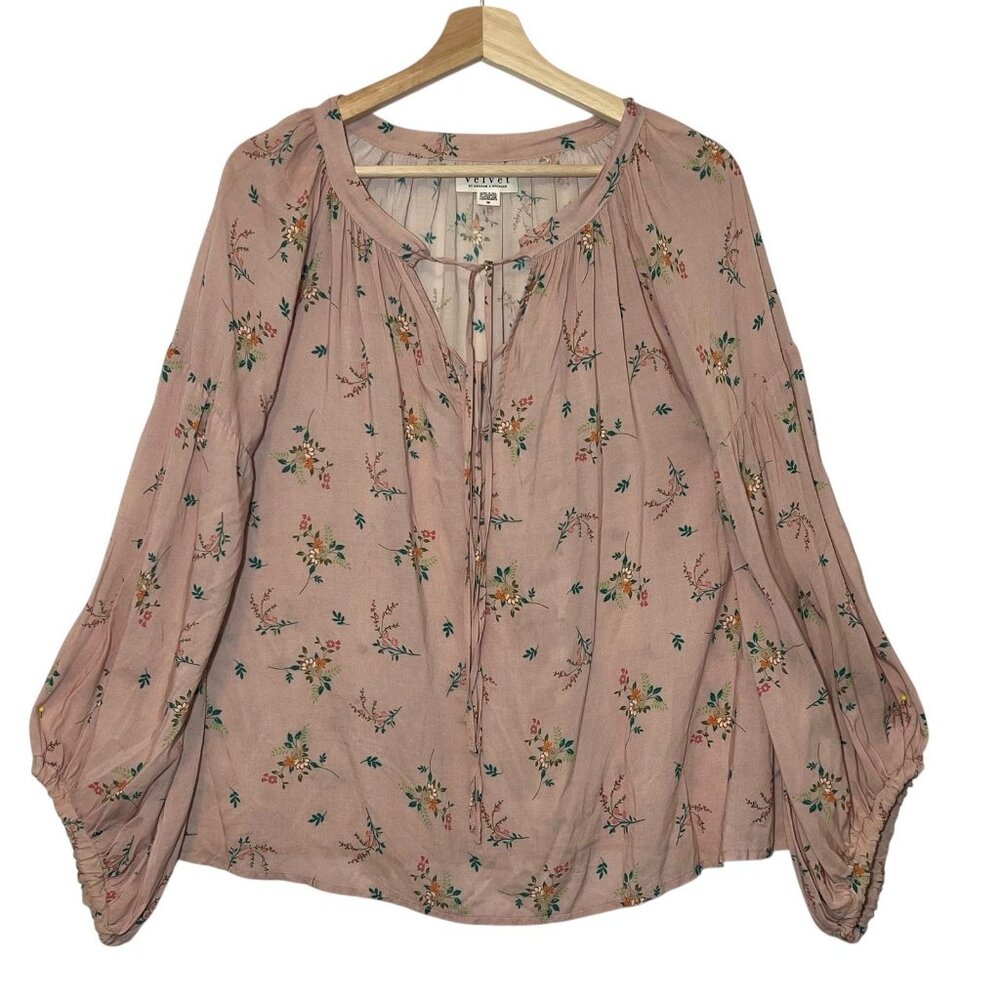 Velvet Graham Spencer Women’s Top Medium Size Sanderine Floral Peasant Blouse - Picture 4 of 11